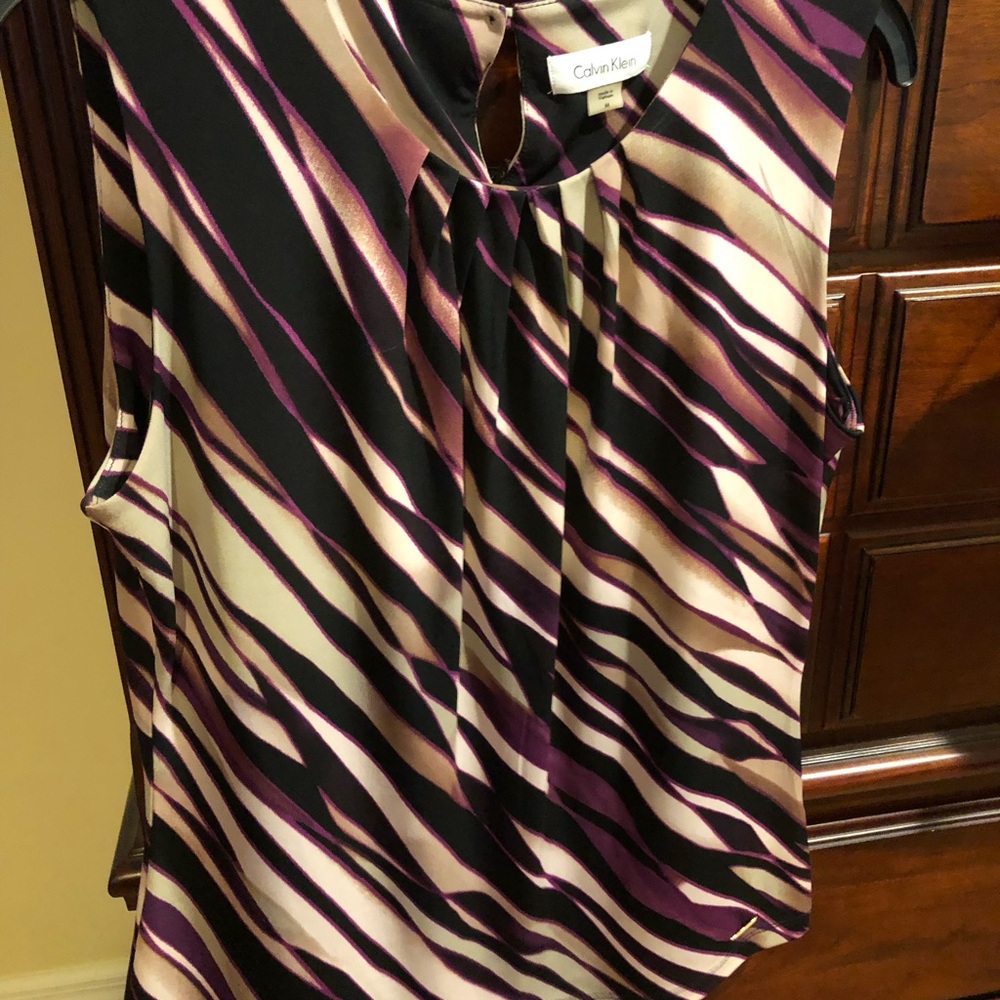 Calvin Klein Women's Purple and Black Top